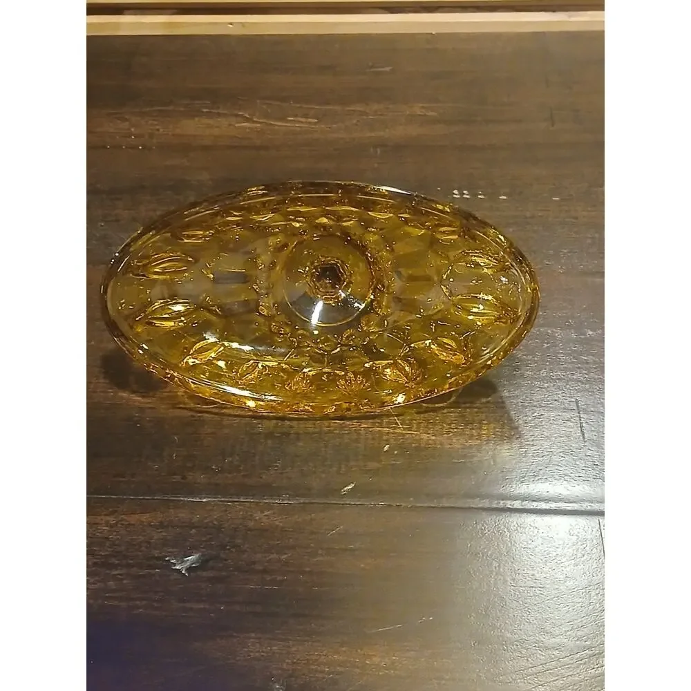 Vintage MCM Amber Better Dish with Lid Glass Oval Anchor Hocking Fairfield